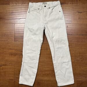 Hey Gang Jeans Womens 00 26x25 Ivory Double Knee Utility Workwear USA Made Retro